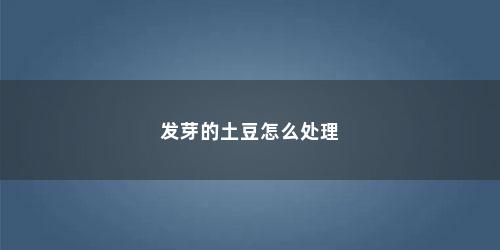 发芽的土豆怎么处理