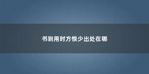 书到用时方恨少出处在哪