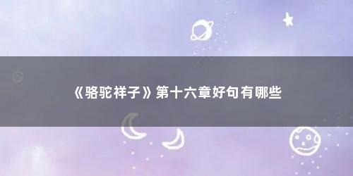 《骆驼祥子》第十六章好句有哪些