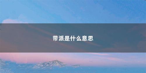 带派是什么意思