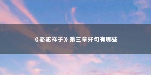 《骆驼祥子》第三章好句有哪些