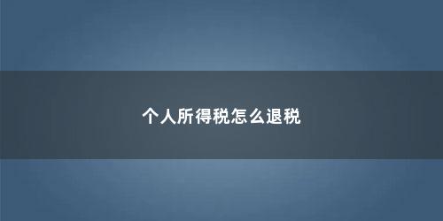 个人所得税怎么退税