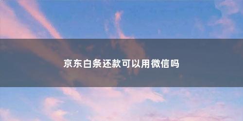 京东白条还款可以用微信吗