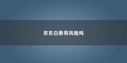 京东白条有风险吗