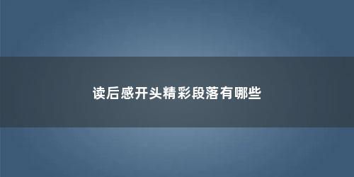 读后感开头精彩段落有哪些