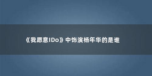 《我愿意IDo》中饰演杨年华的是谁