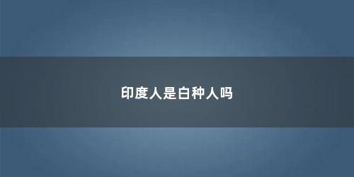 印度人是白种人吗