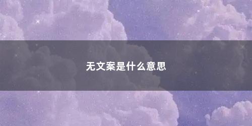 无文案是什么意思