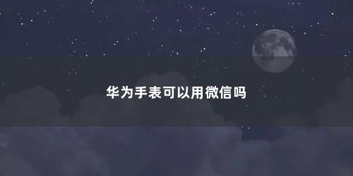 华为手表可以用微信吗