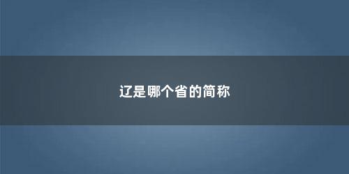 辽是哪个省的简称