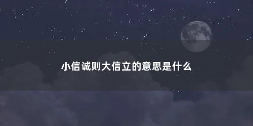 小信诚则大信立的意思是什么