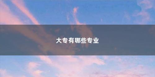 大专有哪些专业