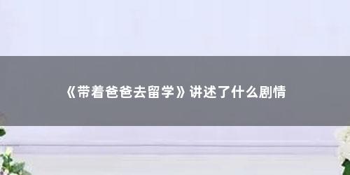 《带着爸爸去留学》讲述了什么剧情