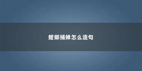 螳螂捕蝉怎么造句