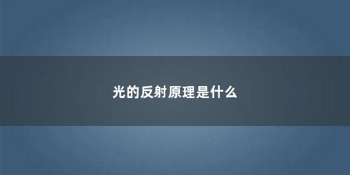 光的反射原理是什么