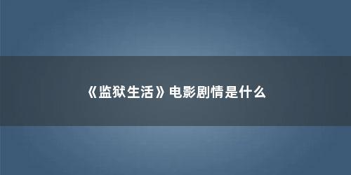 《监狱生活》电影剧情是什么