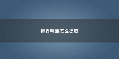 檀香精油怎么提取