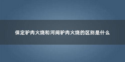 保定驴肉火烧和河间驴肉火烧的区别是什么