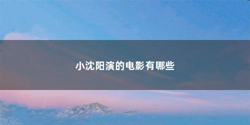 小沈阳演的电影有哪些