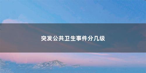 突发公共卫生事件分几级