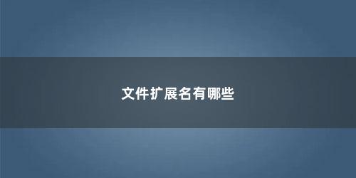 文件扩展名有哪些