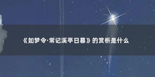 《如梦令·常记溪亭日暮》的赏析是什么
