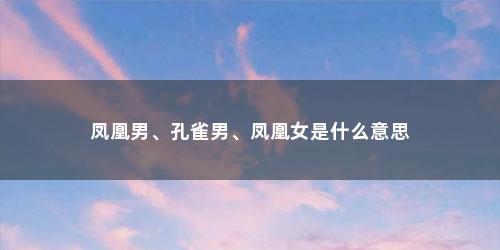 凤凰男、孔雀男、凤凰女是什么意思