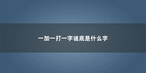 一加一打一字谜底是什么字