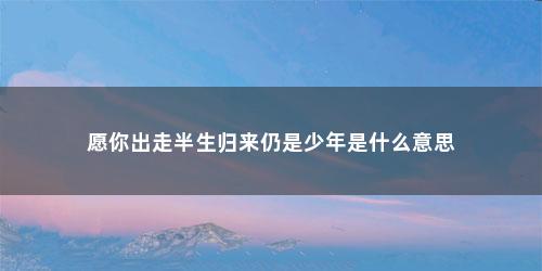 愿你出走半生归来仍是少年是什么意思
