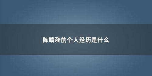 陈晴漪的个人经历是什么