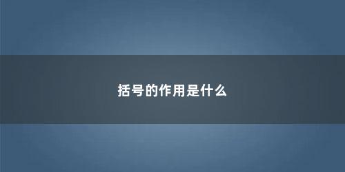 括号的作用是什么