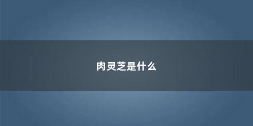 肉灵芝是什么