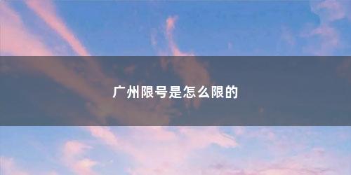 广州限号是怎么限的