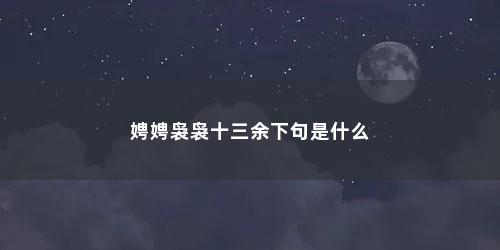 娉娉袅袅十三余下句是什么