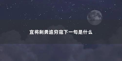 宜将剩勇追穷寇下一句是什么