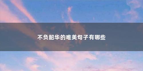 不负韶华的唯美句子有哪些