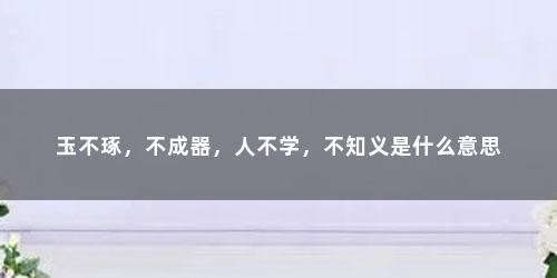 玉不琢，不成器，人不学，不知义是什么意思