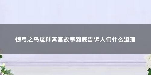 惊弓之鸟这则寓言故事到底告诉人们什么道理