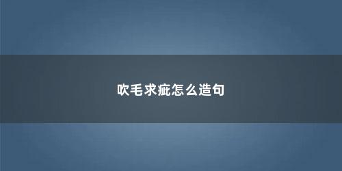 吹毛求疵怎么造句