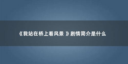 《我站在桥上看风景 》剧情简介是什么