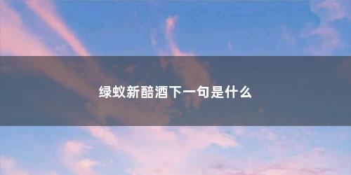 绿蚁新醅酒下一句是什么