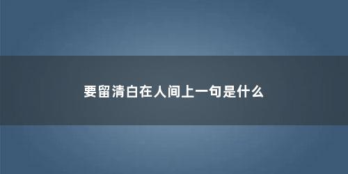 要留清白在人间上一句是什么