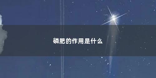 磷肥的作用是什么