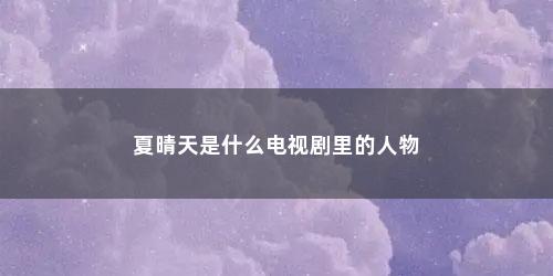 夏晴天是什么电视剧里的人物