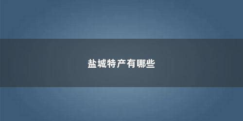 盐城特产有哪些