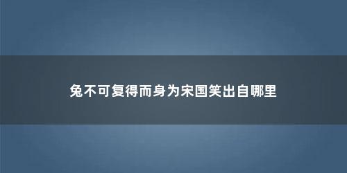 兔不可复得而身为宋国笑出自哪里