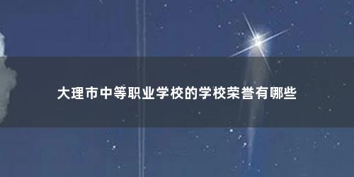 大理市中等职业学校的学校荣誉有哪些