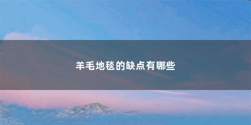 羊毛地毯的缺点有哪些