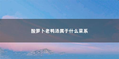 酸萝卜老鸭汤属于什么菜系 酸萝卜老鸭汤属于什么菜系(啤酒酸萝卜老鸭汤的正宗炖法)