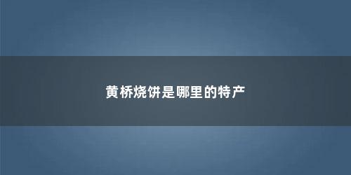 黄桥烧饼是哪里的特产